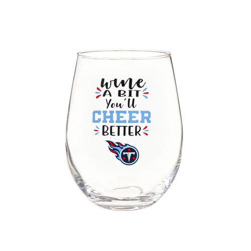 Tennessee Titans Glass 17oz Wine Stemless Boxed