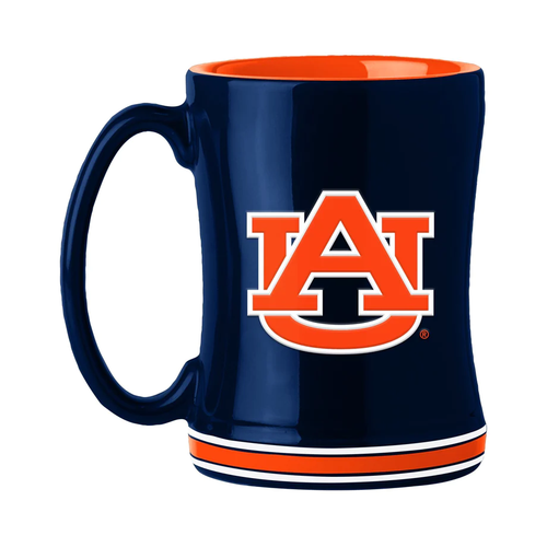 Auburn Tigers Coffee Mug 14oz Sculpted Relief Team Color