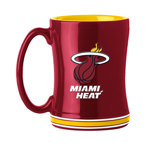 Miami Heat Coffee Mug 14oz Sculpted Relief Team Color