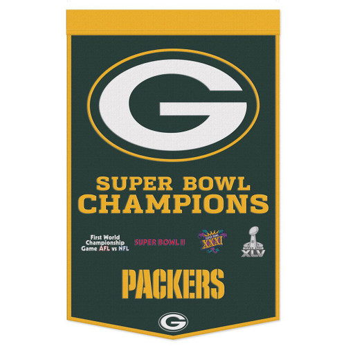 Green Bay Packers Banner Wool 24x38 Dynasty Champ Design