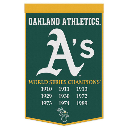 Oakland Athletics Banner Wool 24x38 Dynasty Champ Design - Special Order