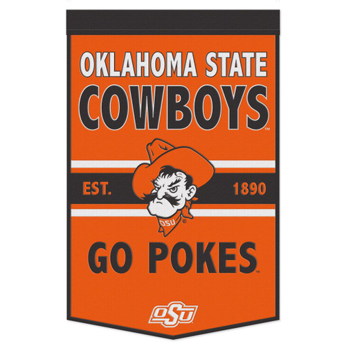 Oklahoma State Cowboys Banner Wool 24x38 Dynasty Slogan Design - Special Order