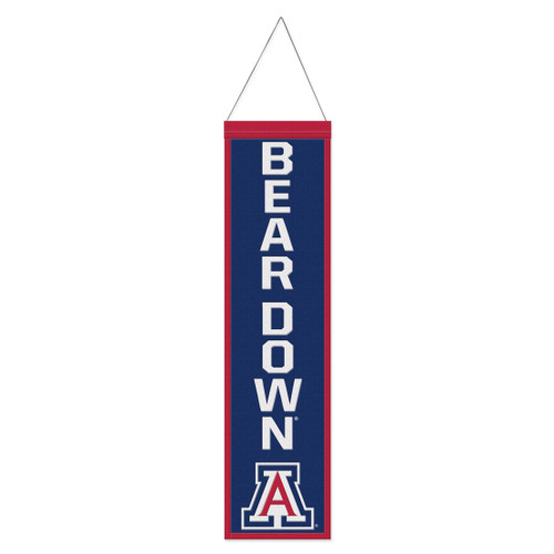 Arizona Wildcats Banner Wool 8x32 Heritage Slogan Design - Special Order