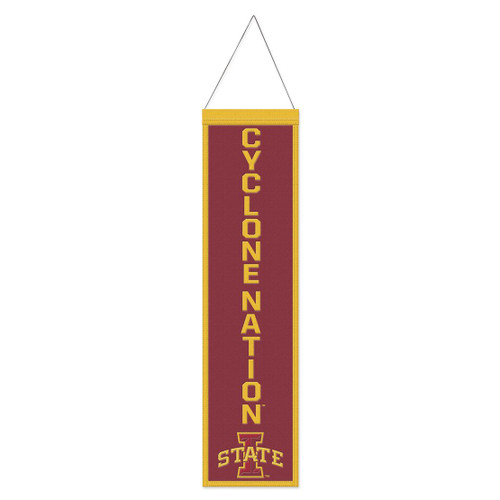 Iowa State Cyclones Banner Wool 8x32 Heritage Slogan Design - Special Order