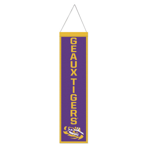 LSU Tigers Banner Wool 8x32 Heritage Slogan Design - Special Order