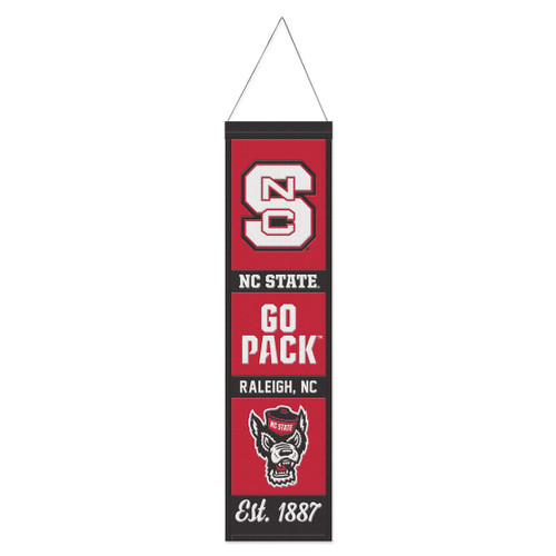 North Carolina State Wolfpack Banner Wool 8x32 Heritage Slogan Design - Special Order