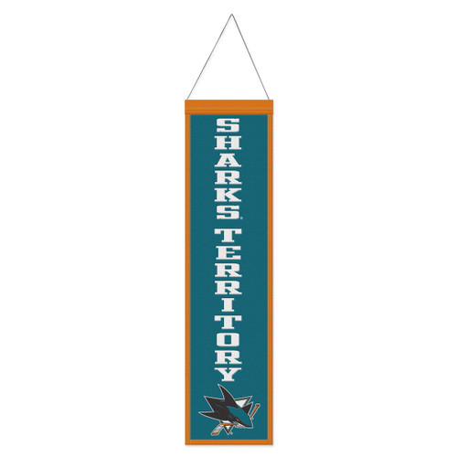 San Jose Sharks Banner Wool 8x32 Heritage Slogan Design - Special Order