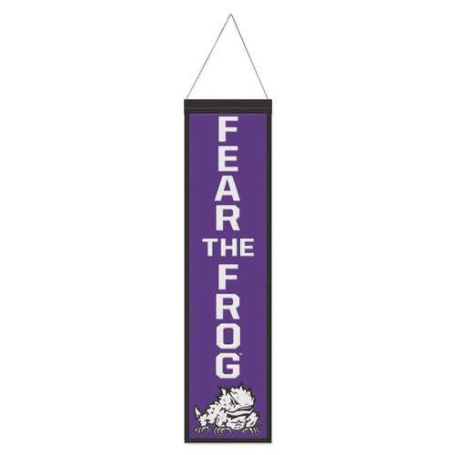 TCU Horned Frogs Banner Wool 8x32 Heritage Slogan Design - Special Order