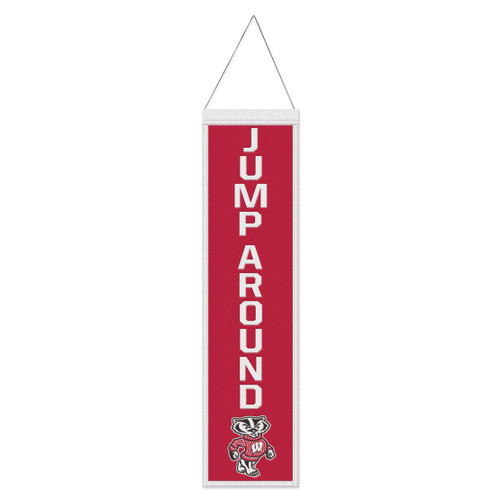 Wisconsin Badgers Banner Wool 8x32 Heritage Slogan Design - Special Order