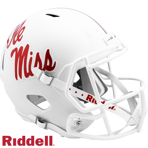 Mississippi Rebels Helmet Riddell Replica Full Size Speed Style White - Special Order