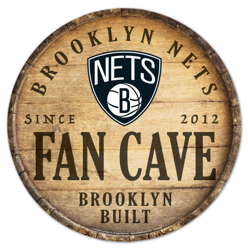 Brooklyn Nets Sign Wood 14 Inch Round Barrel Top Design - Special Order