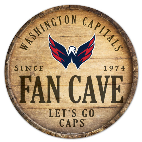 Washington Capitals Sign Wood 14 Inch Round Barrel Top Design - Special Order