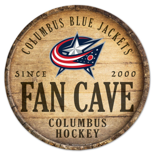 Columbus Blue Jackets Sign Wood 14 Inch Round Barrel Top Design - Special Order