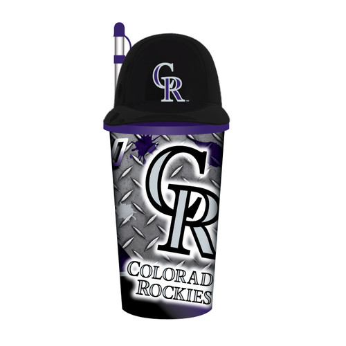 Colorado Rockies Helmet Cup 32oz Plastic with Straw  - Special Order