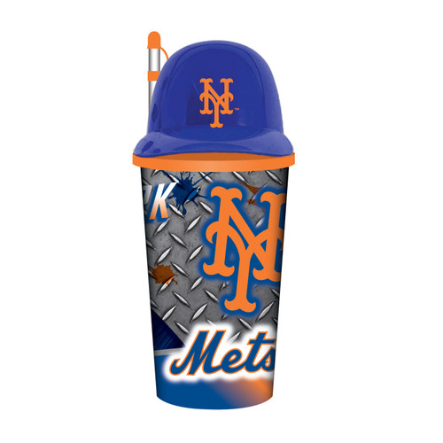 New York Mets Helmet Cup 32oz Plastic with Straw