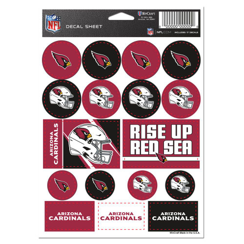 Arizona Cardinals Decal Sheet 5x7 Vinyl
