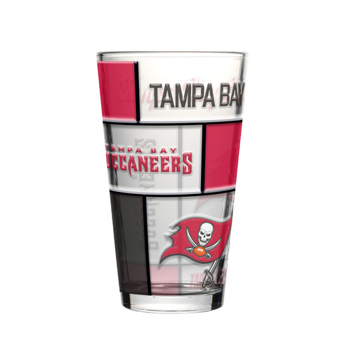 Tampa Bay Buccaneers Pint Glass 16oz Quilted Stained Boxed
