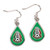 Mexican National Soccer Earrings Tear Drop Style - Special Order