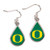 Oregon Ducks Earrings Tear Drop Style - Special Order