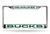 Milwaukee Bucks License Plate Frame Laser Cut Chrome White Background with Green Letters - Special Order