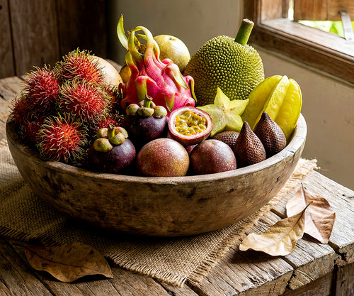Exotic fruit bowl food photography wall art