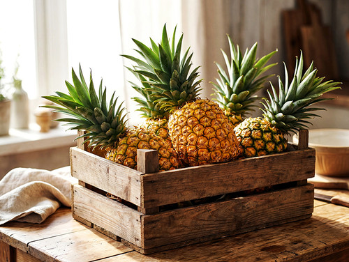 Fresh pineapples arranged together