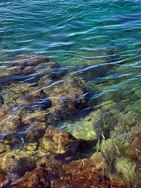 Water 08 ocean photography with clear water and visible rocks beneath the surface, corporate wall art for offices and healthcare spaces.