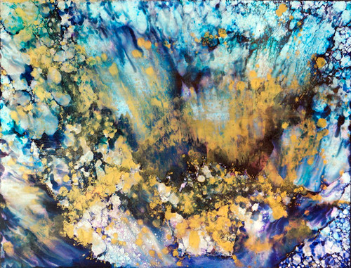 4. 48”x36” Mixed Media on Metal modern abstract painting on metal with dynamic shapes and textured mixed media surface for contemporary commercial interiors