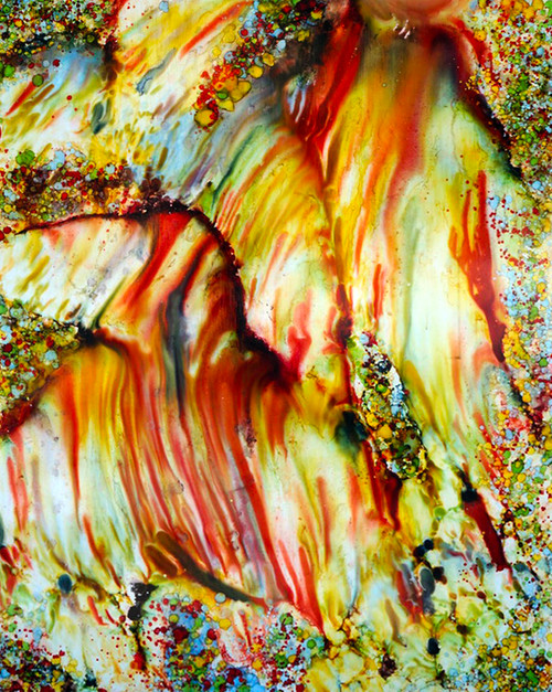 21. 48”x60” Mixed Media on Metal modern abstract mixed media artwork on metal featuring evolving shapes and luminous texture