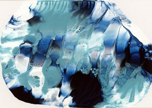 Sea Scape 5 contemporary seascape painting with rich blue tonal contrast