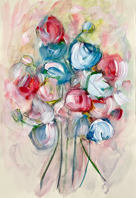 Contemporary Florals 5 bold abstract florals with layered vibrant colors