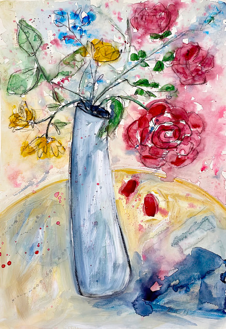 Contemporary Florals 7 vivid abstract florals in primary color palette