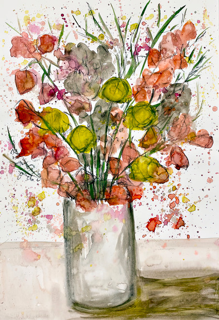 Contemporary Florals 11 non-literal floral abstract canvas with energetic shapes