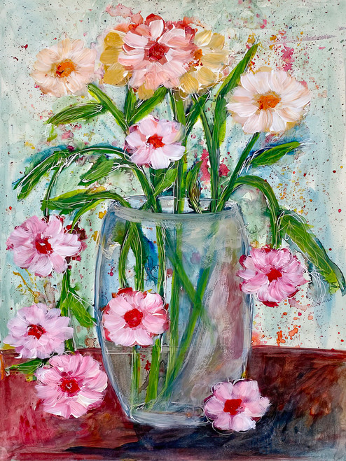 Contemporary Florals 22 modern floral canvas with vibrant primary color palette