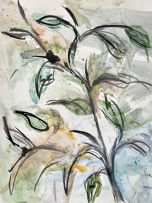 Contemporary Florals 32 B bold expressive floral painting with rich color layering