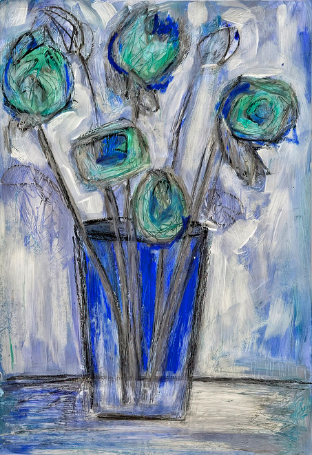 Contemporary Florals 49 abstract floral canvas with bold tonal composition