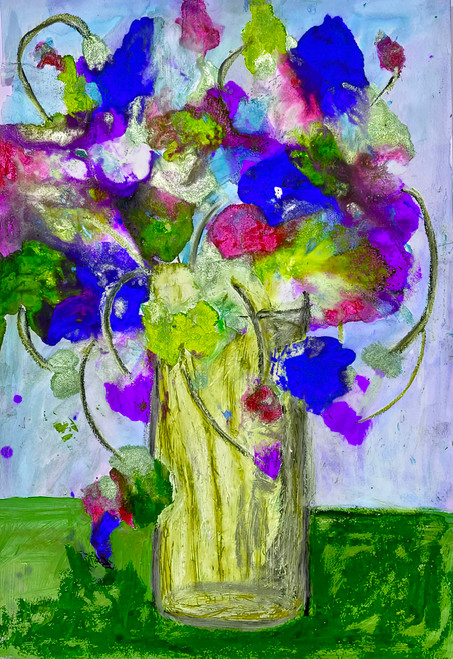 Contemporary Florals 51 modern abstract floral painting with rich primary colors