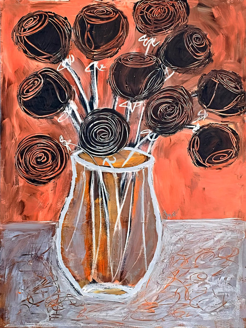 Contemporary Florals 54 A abstract floral painting with soft pastel and bold accents