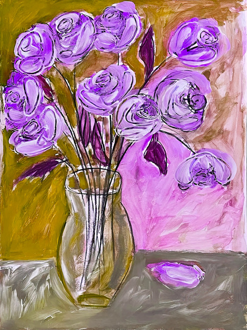 Contemporary Florals 56 abstract floral canvas with dynamic brush strokes