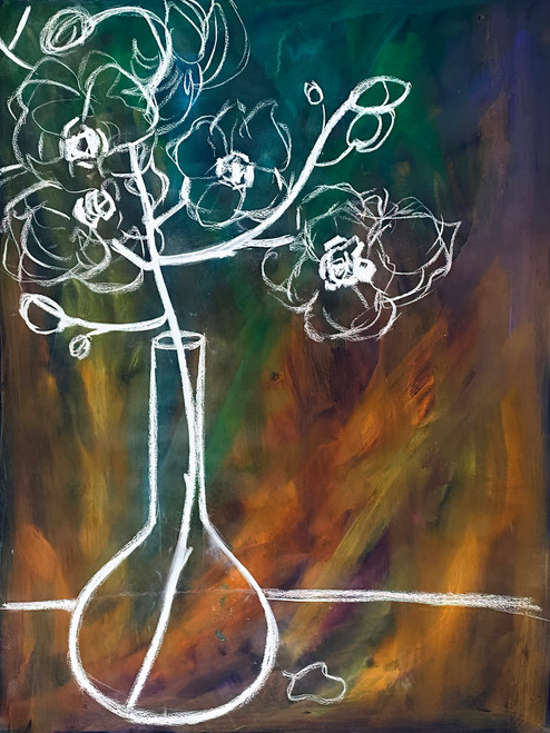 Contemporary Florals 61 bold abstract floral painting with layered composition