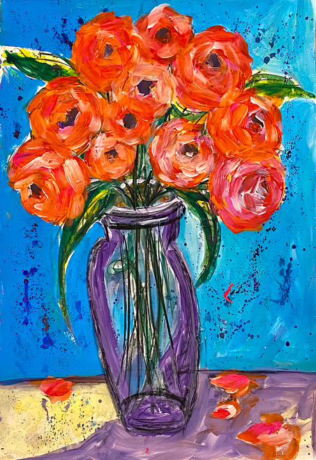 Contemporary Florals 64 bold imaginative floral painting with layered textures