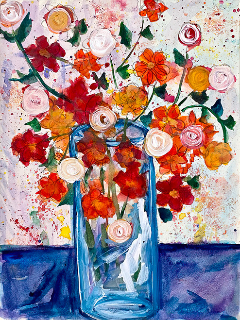 Contemporary Florals 65 modern abstract floral canvas with soft and vivid color contrast