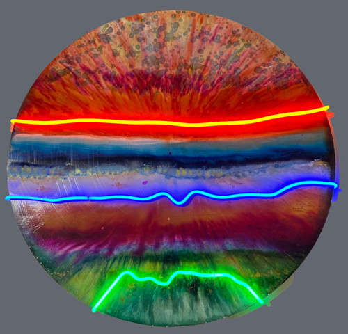 Desert Horizon neon fine art with glowing Italian glass neon line suggesting a desert landscape horizon, contemporary corporate wall art