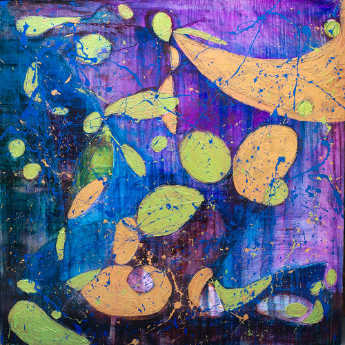 Chigals dream abstract metal artwork with surreal forms and layered contemporary mixed media textures