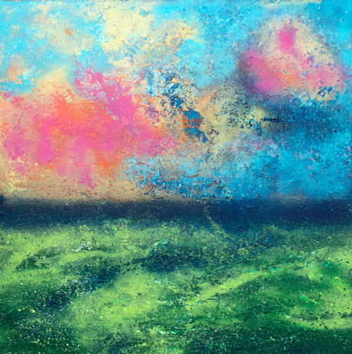 Texas Sky 3 48x48 abstract landscape painting with layered sky colors and horizon inspired movement