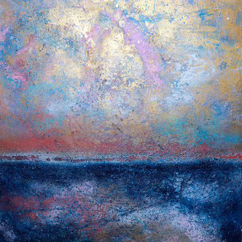 Autumn Tides 4 48x48 abstract landscape painting with warm seasonal tones and flowing horizon textures