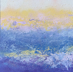 Salt and Sea 24x24 compact ocean inspired painting with layered wave textures and coastal tones