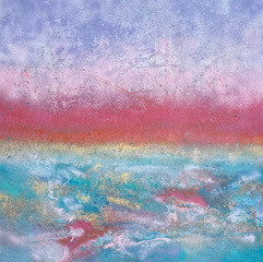 Groundhog Day 60x60 expressive ocean horizon painting with layered movement and atmospheric sky tones
