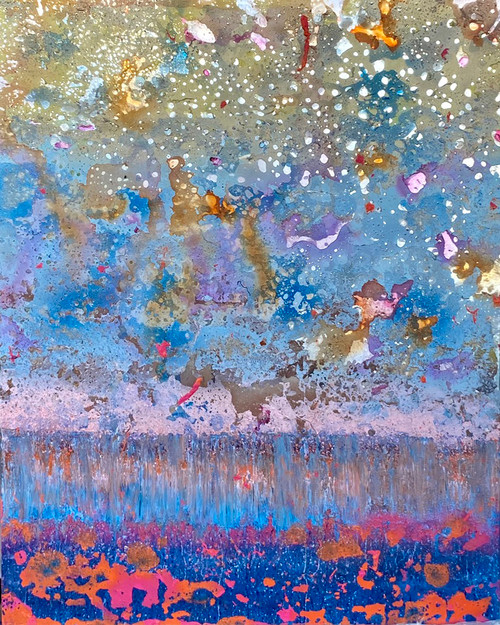 Reflections of the Wild Flowers 24”x30” colorful abstract floral painting with vibrant layered textures