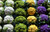 Assorted colored cauliflower florets